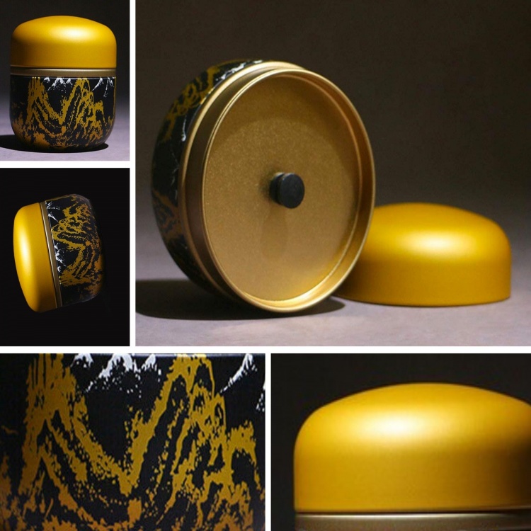 Japanese Style Tea Caddy (Gold and Black)