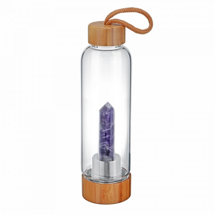 Glass Drink Bottle with Crystal Wand